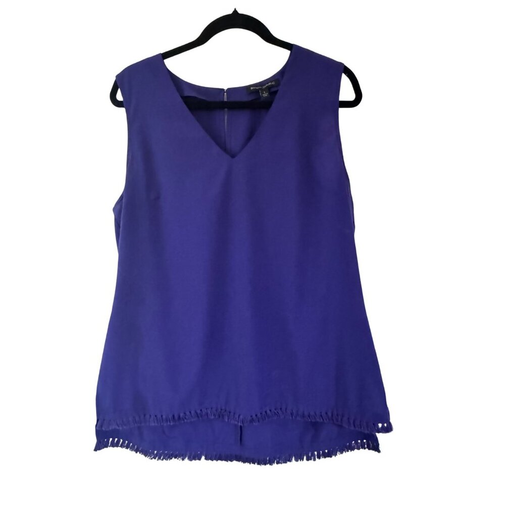 Banana Republic Factory Purple V-Neck Sleeveless Fringe Hem Top Women's Large - Picture 3 of 8